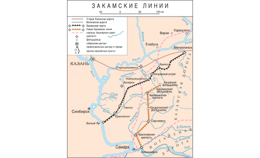 Карта Закамских линий