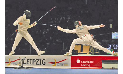 Чемпионат Европы по фехтованию. Германия, 2010.Выступает Р.Р.Ганеев (справа)