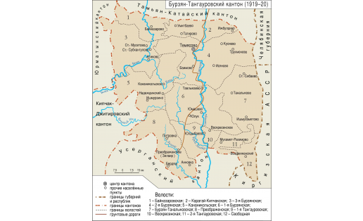 Карта Бурзян-Тангауровского кантона (1919–20)