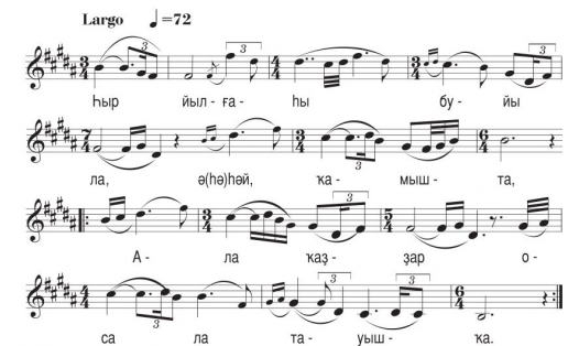 Башкирская народная песня “Сырдарья” в нотной записи