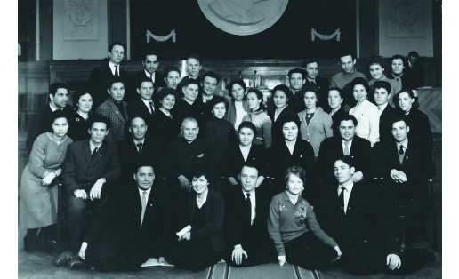 Участники отчётно‑выборной конференции Кировской районной организации ВЛКСМ (г. Уфа, 1960)