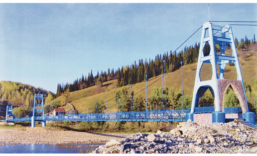 Пешеходный подвесной мост через р.Инзер в с.Усмангали Белорецкого р-на (2005)