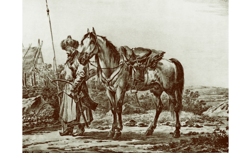 Башкир с лошадью. Литография А.О.Орловского. 1809