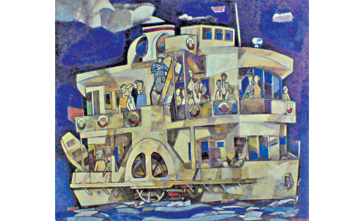 Н.Л.Пеганов. Һуғышҡа тиклемге пароход. 1990. БДХМ