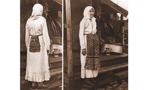 Чувашка в традиционном костюме с поясным украшением сара (с.Камчалытамак Давлекановского р‑на, 1969)