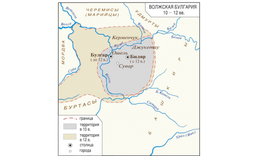 Карта территории Волжской Булгарии