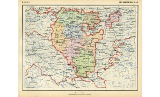 Карта БАССР  1928 года