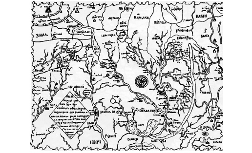 Карта Сибири П.И.Годунова (фрагмент). 1667